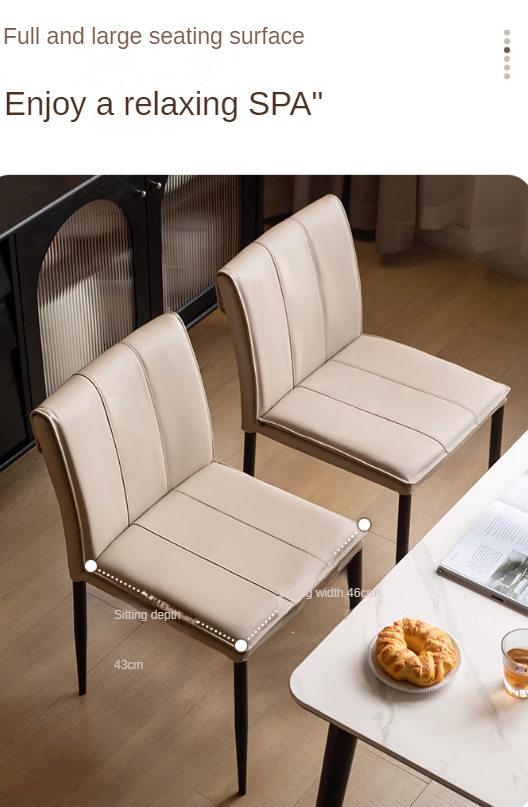 Premium Organic Leather Iron Light Luxury Soft Backrest Chair - Elegant Home Office & Lounge Seating for Comfort & Style