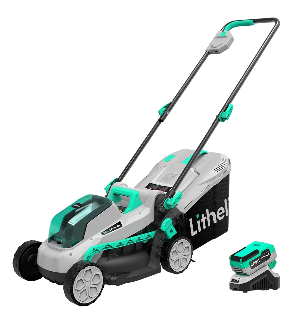 Litheli 20V Cordless Lawn Mower 13 Inch & String Trimmer 12 Inch Combo Kit with 4.0Ah & 2.0Ah Batteries & Fast Charger - Perfect for Small to Medium Yards, Lawn Care, and Landscaping