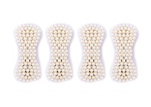 Korean Style Hair Clips for Women - Elegant White Pearl Hair Accessories, Large Tie Shape Barrettes for Girls (Pack of 4) | Perfect for Weddings, Parties & Everyday Styling