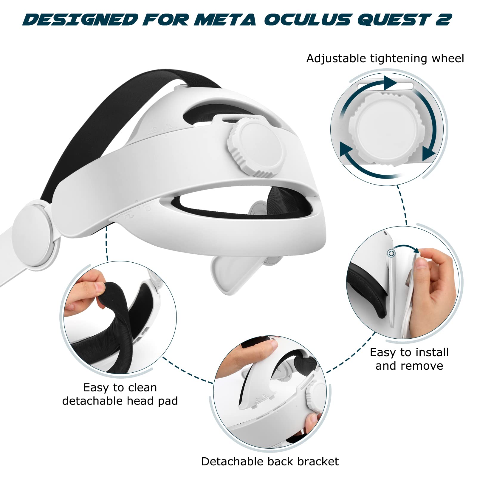 Meta Oculus Quest 2 Head Strap - Adjustable VR Headset Elite Strap with Soft Cushion for Enhanced Comfort | Reduces Face Pressure | Replacement Accessory for Quest 2 (No Battery) | Perfect for Long Gaming Sessions & VR Experiences