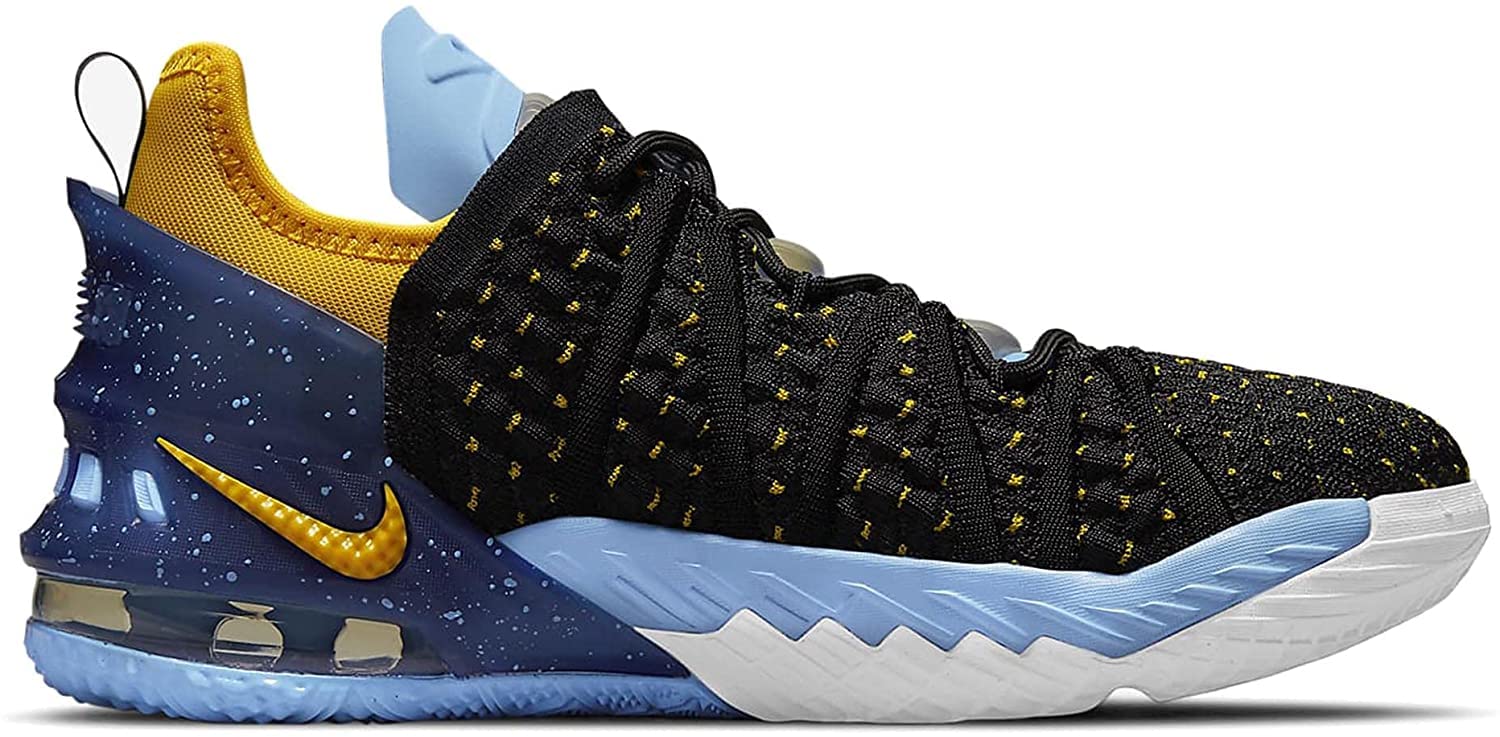 Nike LeBron XVIII Basketball Shoes for Boys - Big Kids Size 7, Black/University Gold/Coast/Concord - High-Performance Court Shoes for Youth Basketball Players & Casual Wear