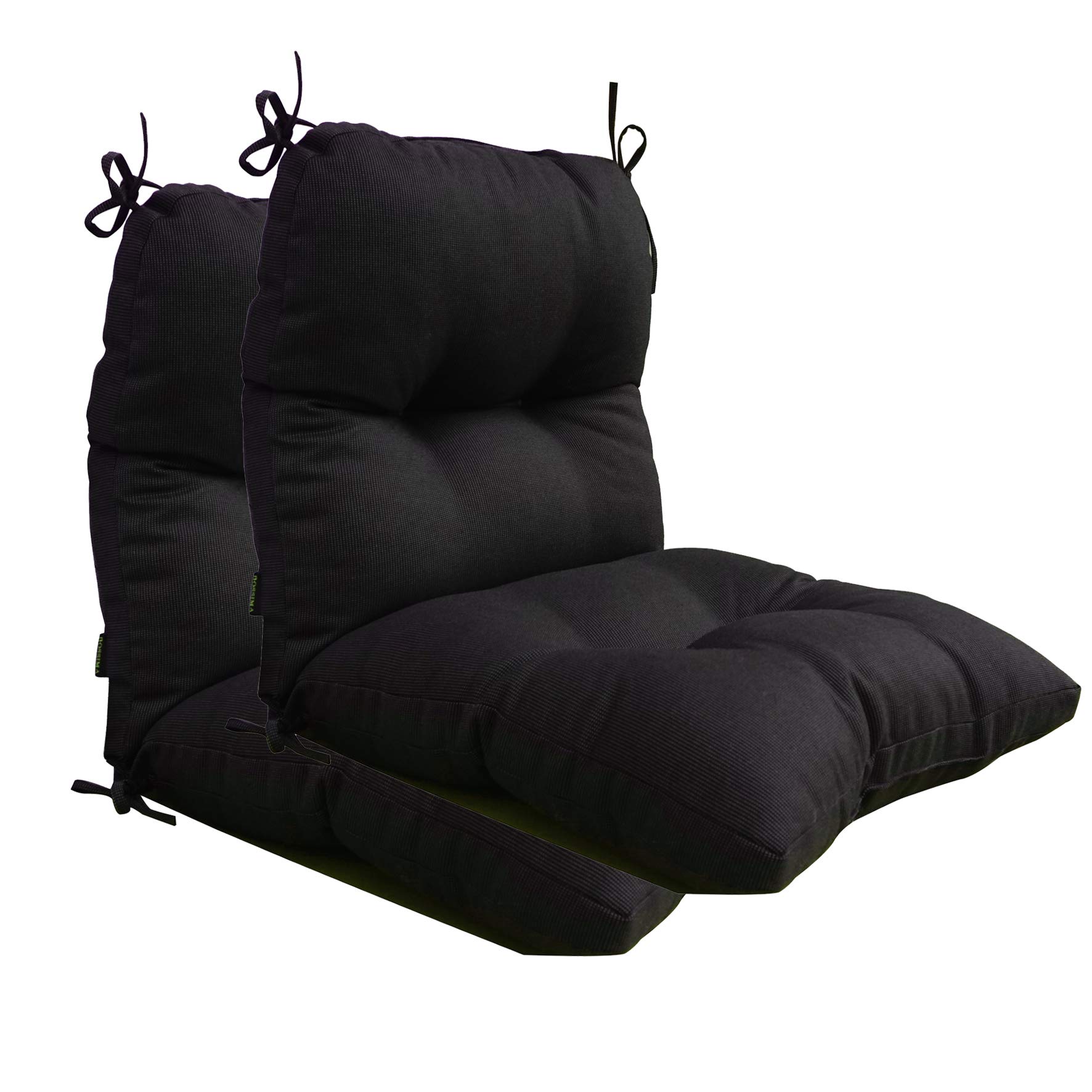 BOSSIMA High Back Chair Cushions Set of 2 - Tufted Outdoor/Indoor Replacement Cushions for Patio Furniture, Comfortable & Durable (Black) - Perfect for Backyard, Deck, Poolside, and Living Room Relaxation