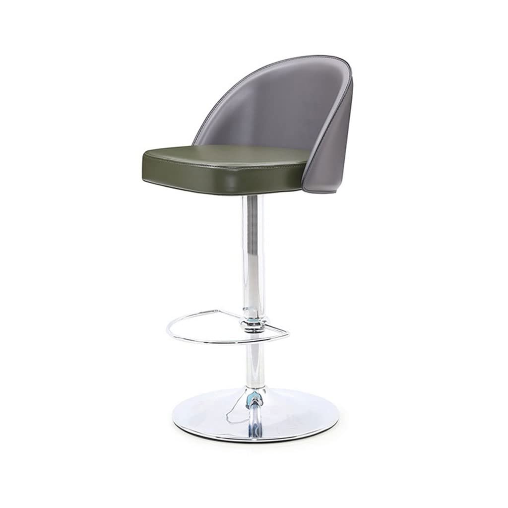 Modern Minimalist Leather Bar Stool - Adjustable Height & 360° Swivel, Comfortable PU Leather Bar Chair for Kitchen Island, Home Bar & Dining Room (Color: Black)
