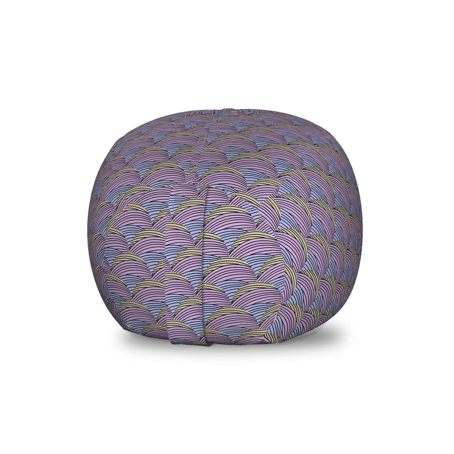 Ambesonne Pastel Storage Toy Bag Chair - Abstract Half Circles Geometric Design, Washable Stuffed Animal Organizer for Kids Room, Small Size (Cocoa & Violet) - Perfect for Nursery, Playroom & Bedroom Organization