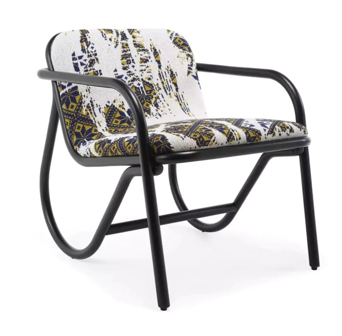 GTV No. 200 Bentwood Lounge Chair with Upholstered Seat - Mid Century Modern Accent Chair for Living Room, Bedroom & Office - Comfortable Reading Chair with Wooden Frame