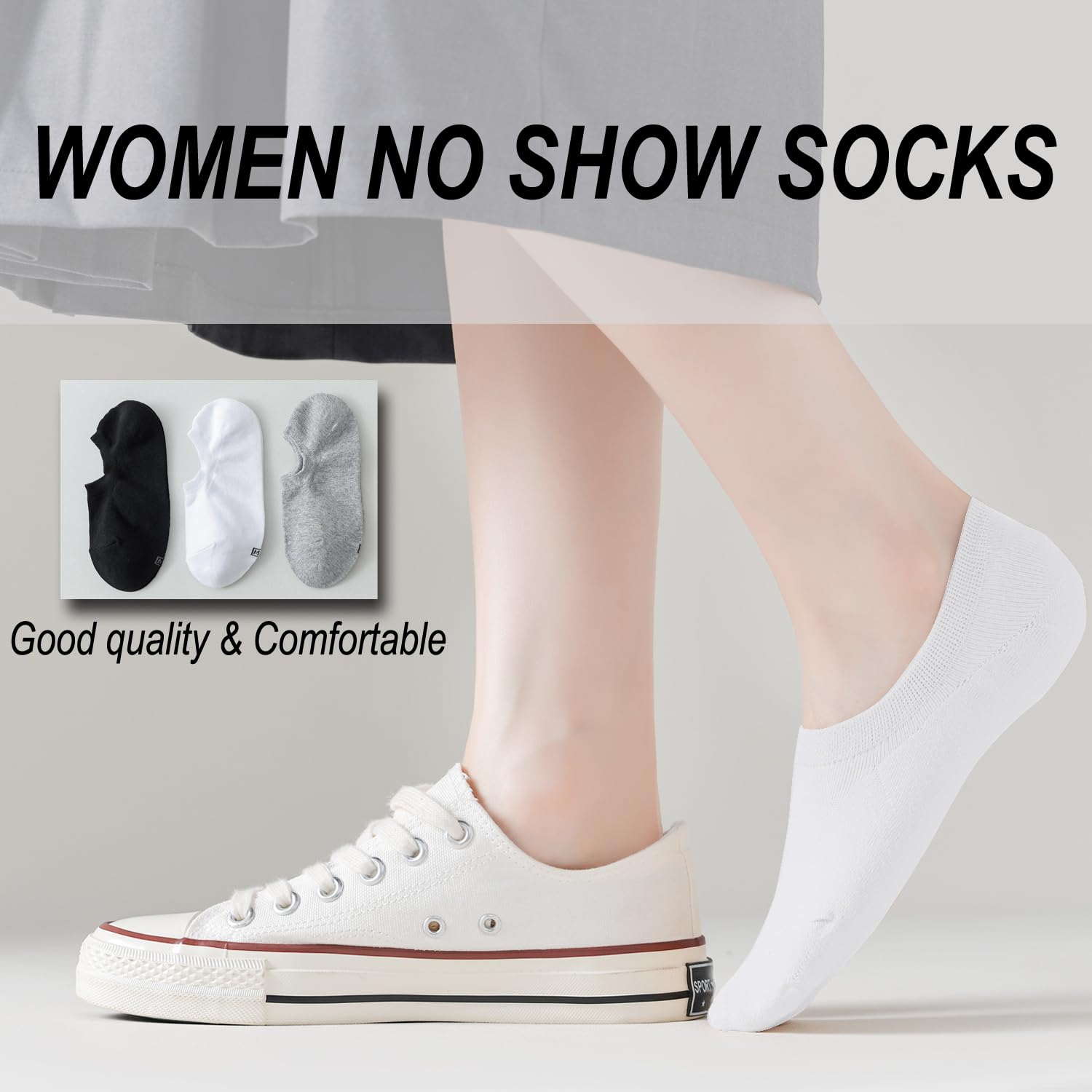 EPEIUS No Show Socks for Women - Non Slip Low Cut Invisible Liner (3/6 Pairs) - Perfect for Sneakers & Loafers
