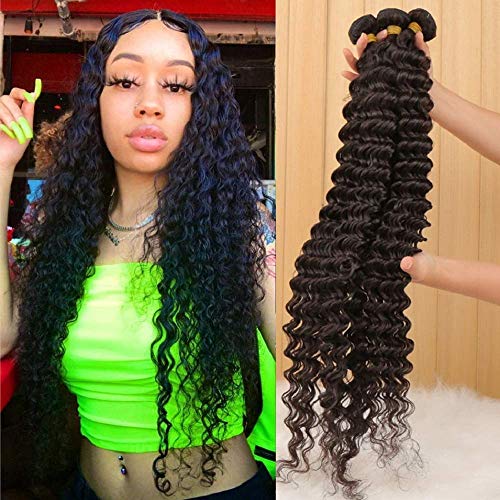 10A Brazilian Deep Wave Virgin Human Hair Bundles (10 12 14 Inch) - Wet & Wavy Curly Weave Hair Extensions for Stunning Natural Look - Perfect for Daily Styling, Special Occasions & Salon Use