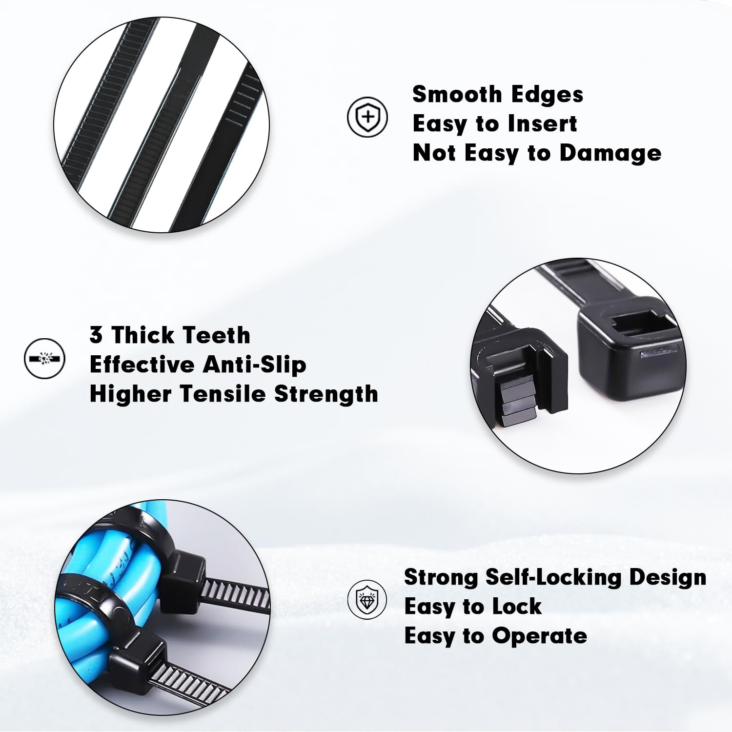 KAMOTA 1500pcs 12-Inch Heavy Duty Nylon Zip Ties - 50lb Tensile Strength, UV Resistant Self-Locking Cable Ties for Indoor & Outdoor Use - Perfect for Organizing Wires, Securing Plants & DIY Projects