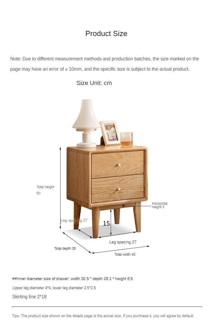 Solid Wood Nightstand - Beech or Oak Bedside Table for Bedroom, Modern & Rustic Home Decor, Durable and Stylish Storage Solution
