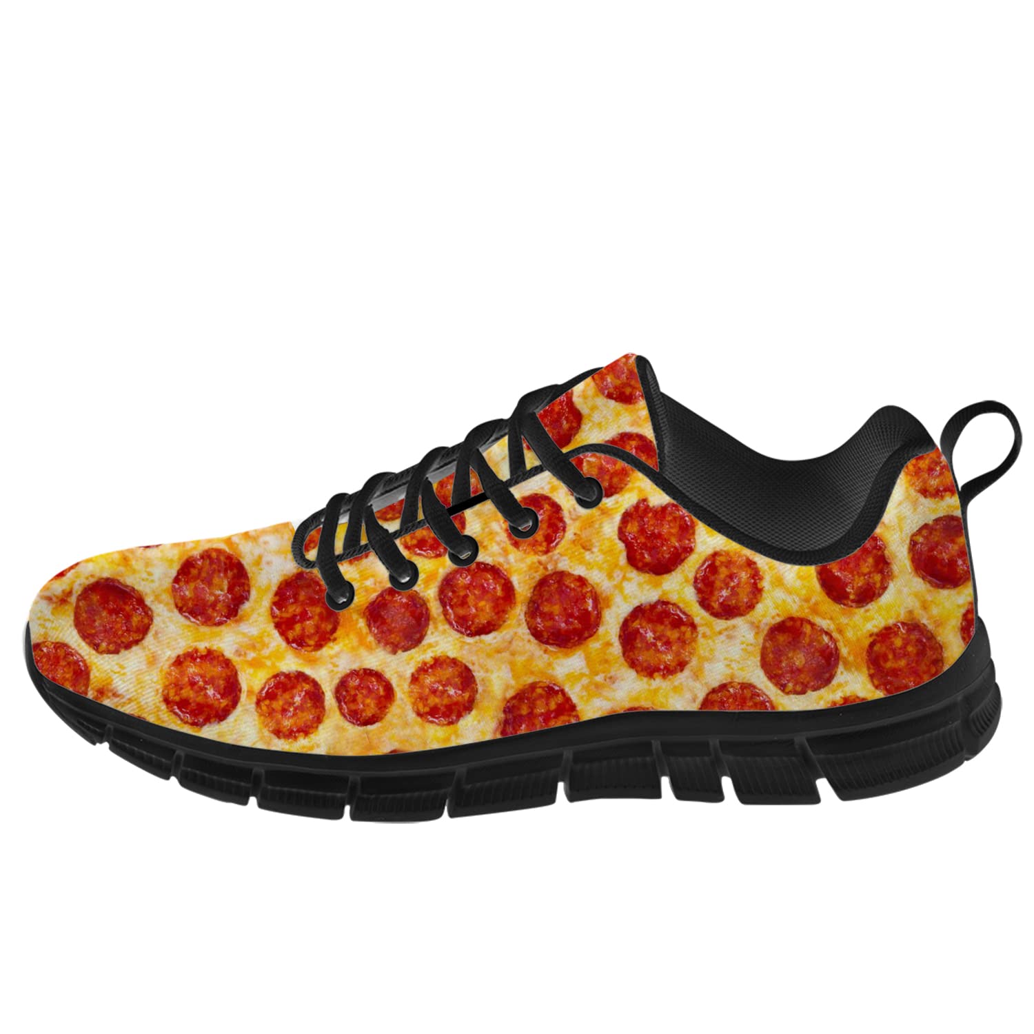 Pizza Sneakers for Women & Men - Fast Food Pepperoni Pizza Tennis Shoes - Vegan Running Walking Shoes - Gift for Pizza Lovers (Men's Size 3.5, Women's Size 5.5) - Perfect for Casual Wear, Gym, and Pizza-Themed Parties