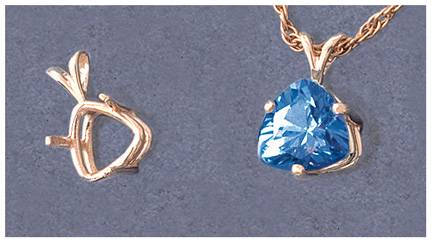 Solid Sterling Silver or 14kt Gold 4mm-12mm Trillion Cut 3-Prong Pendant Setting - Handcrafted in USA | Perfect for Gemstone Jewelry Making & DIY Necklace Designs