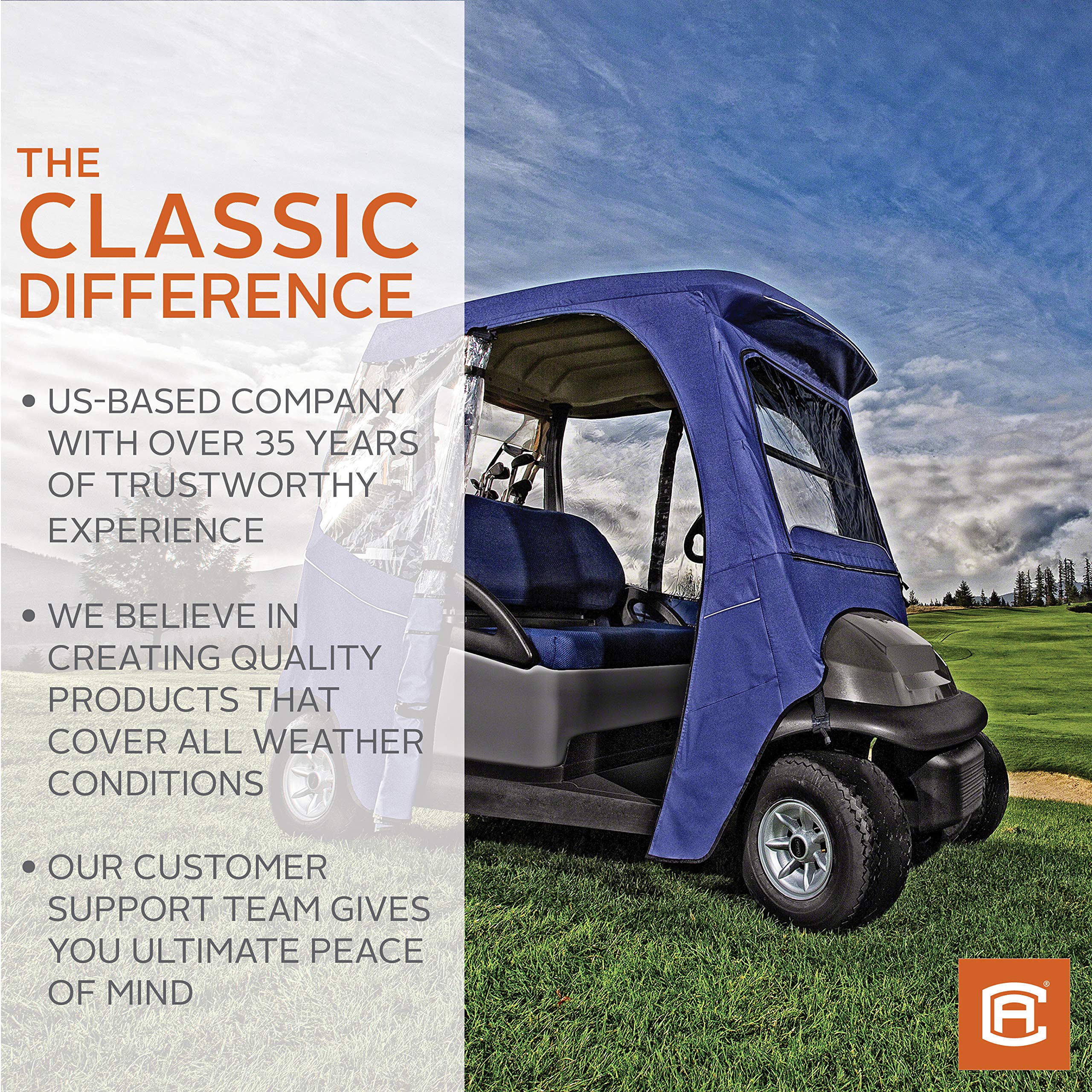 Classic Golf Cart Cover for 4-Person, Black - Quick-Fit Protection on Fairway