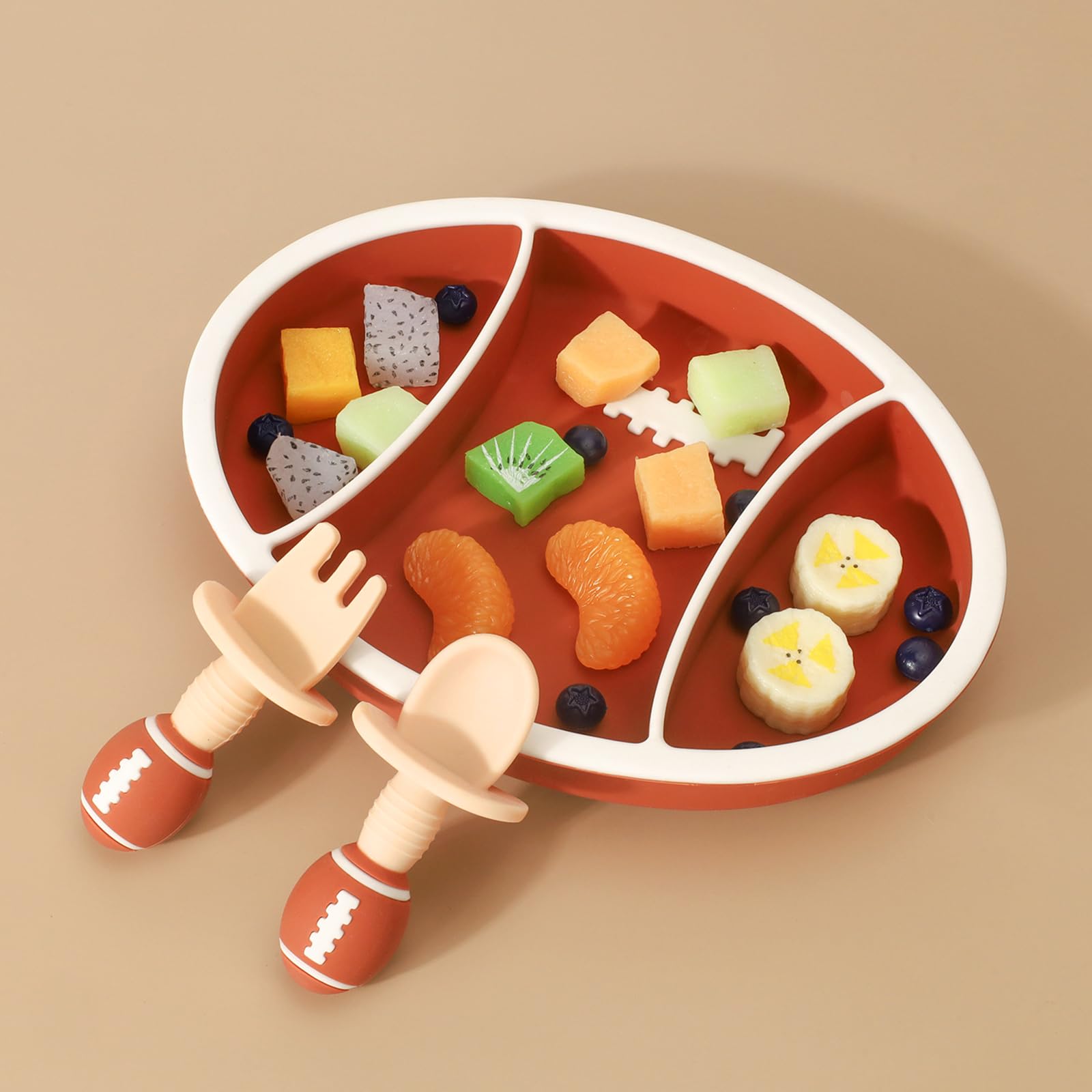 **BPA-Free Silicone Divided Suction Plate for Toddlers – Dishwasher & Microwave Safe Baby Self-Feeding Dish – Perfect for Mealtime, Travel & Daycare**