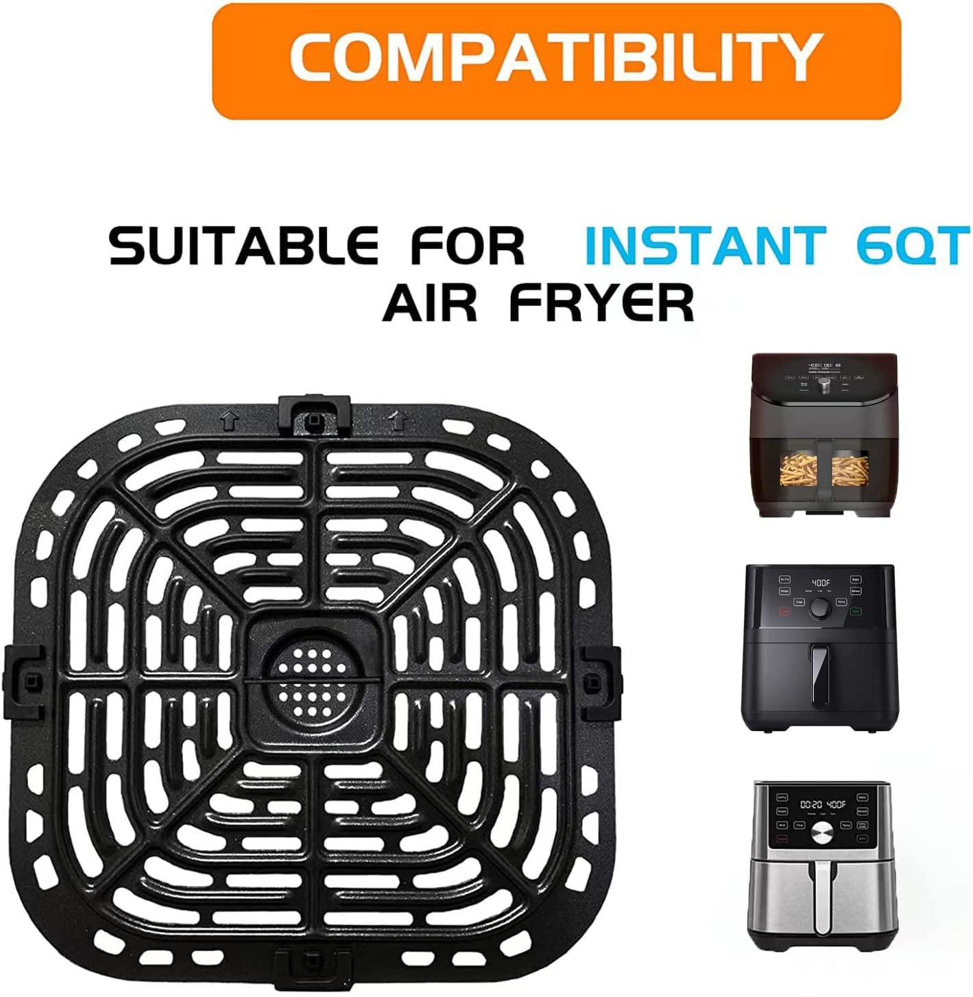 Instant Vortex Plus 6QT/5.7QT Air Fryer Replacement Tray - Premium Nonstick Double Layer Grate & Grill Plate - Compatible with Instant Air Fryers - Perfect for Healthy Frying, Roasting & Baking Chicken Wings, Fries & Vegetables