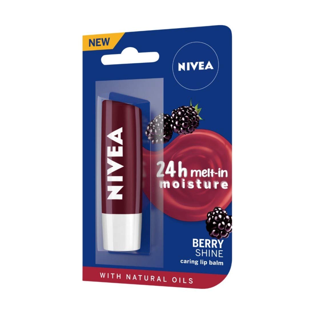 NIVEA Fruity Blackberry & Peach Shine Lip Balm 4.8g - Moisturizing & Nourishing Lip Care for Dry Lips - Perfect for Daily Use, Outdoor Activities & Makeup Prep
