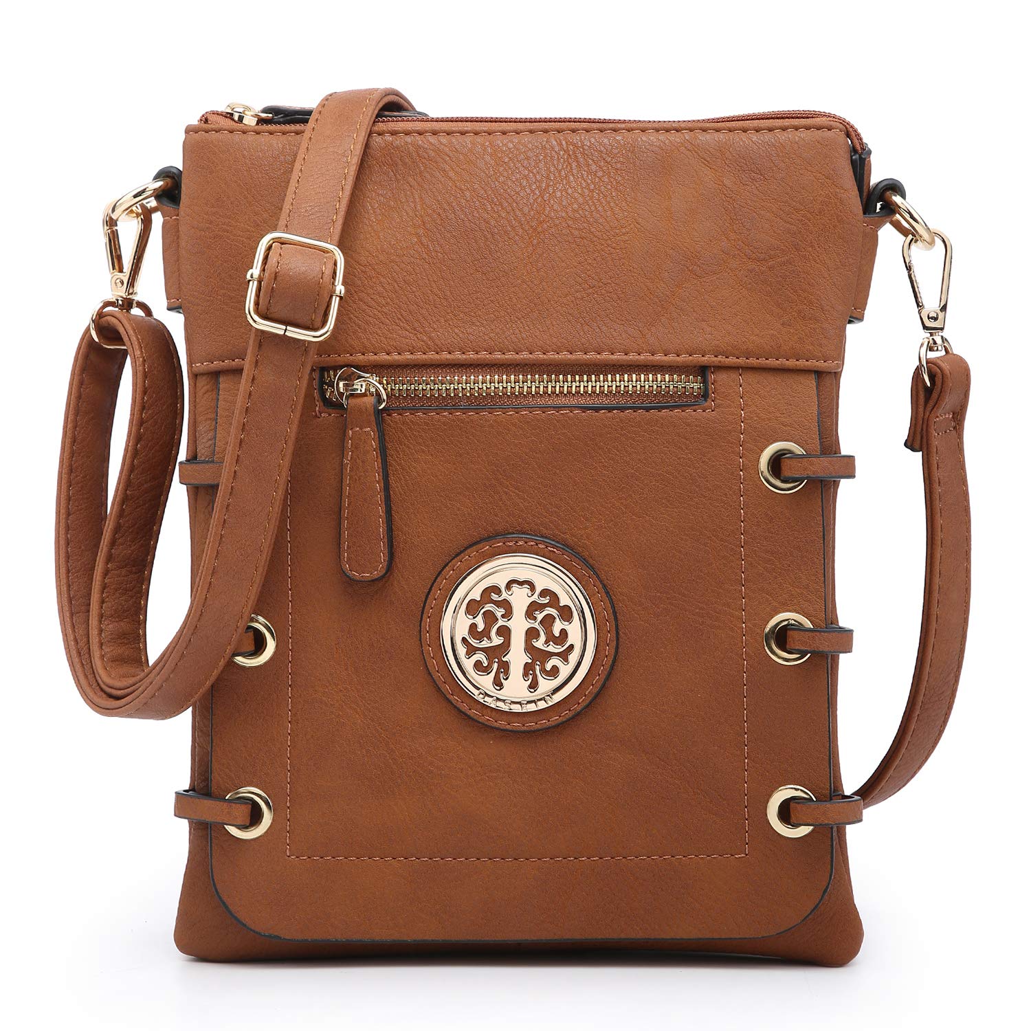 Dasein Women's Lightweight Shoulder Bag - Soft PU Leather Crossbody Purse with Multiple Pockets & Double Zipper - Perfect for Travel, Shopping, and Everyday Use