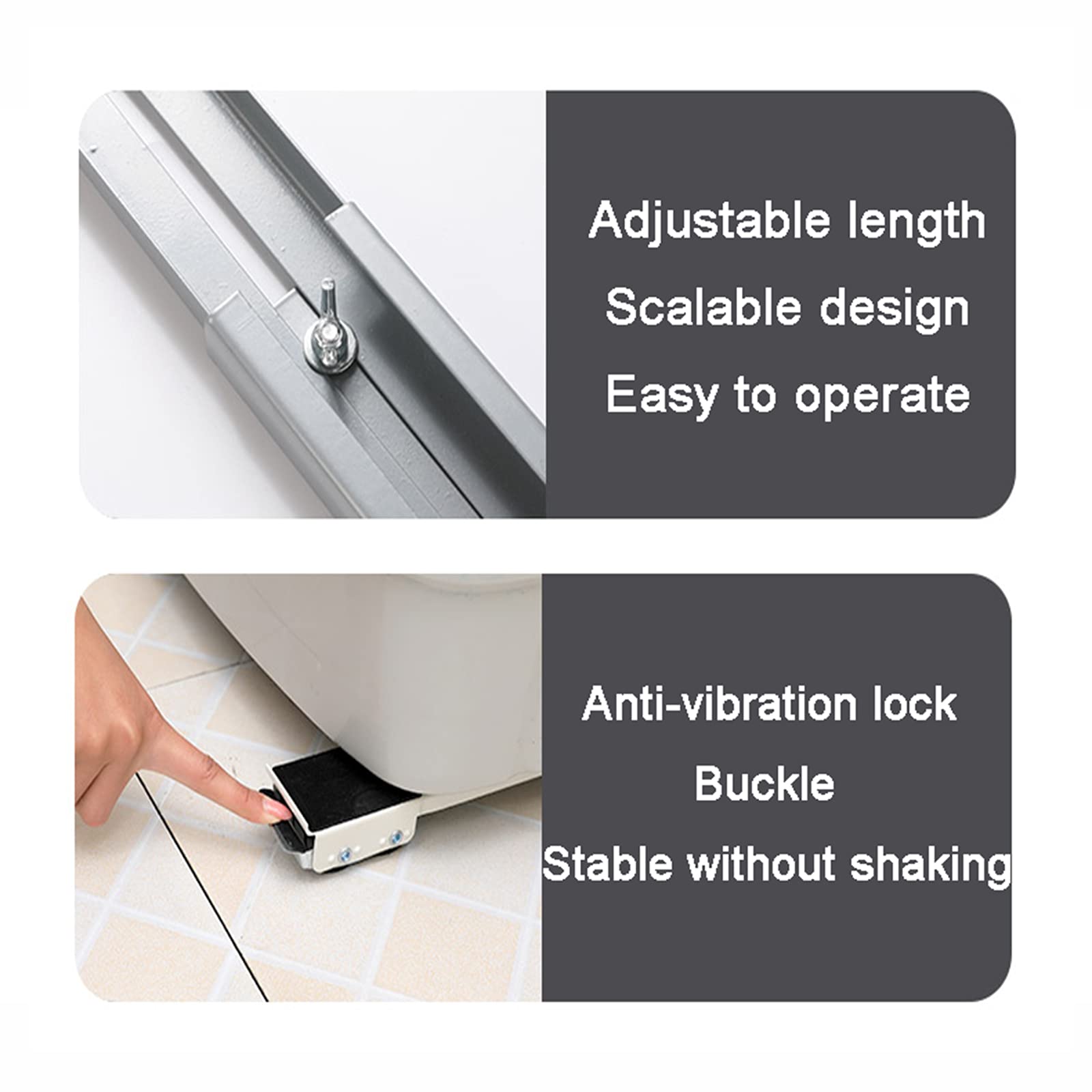 Adjustable Multi-Functional Furniture Dolly Stand - Universal Washing Machine Base, Refrigerator Base & Dryer Base with Mobile Rollers - Heavy Duty Movable Appliance Platform (Silver, Size B) for Home Appliances, Workshop & Office Equipment Moving