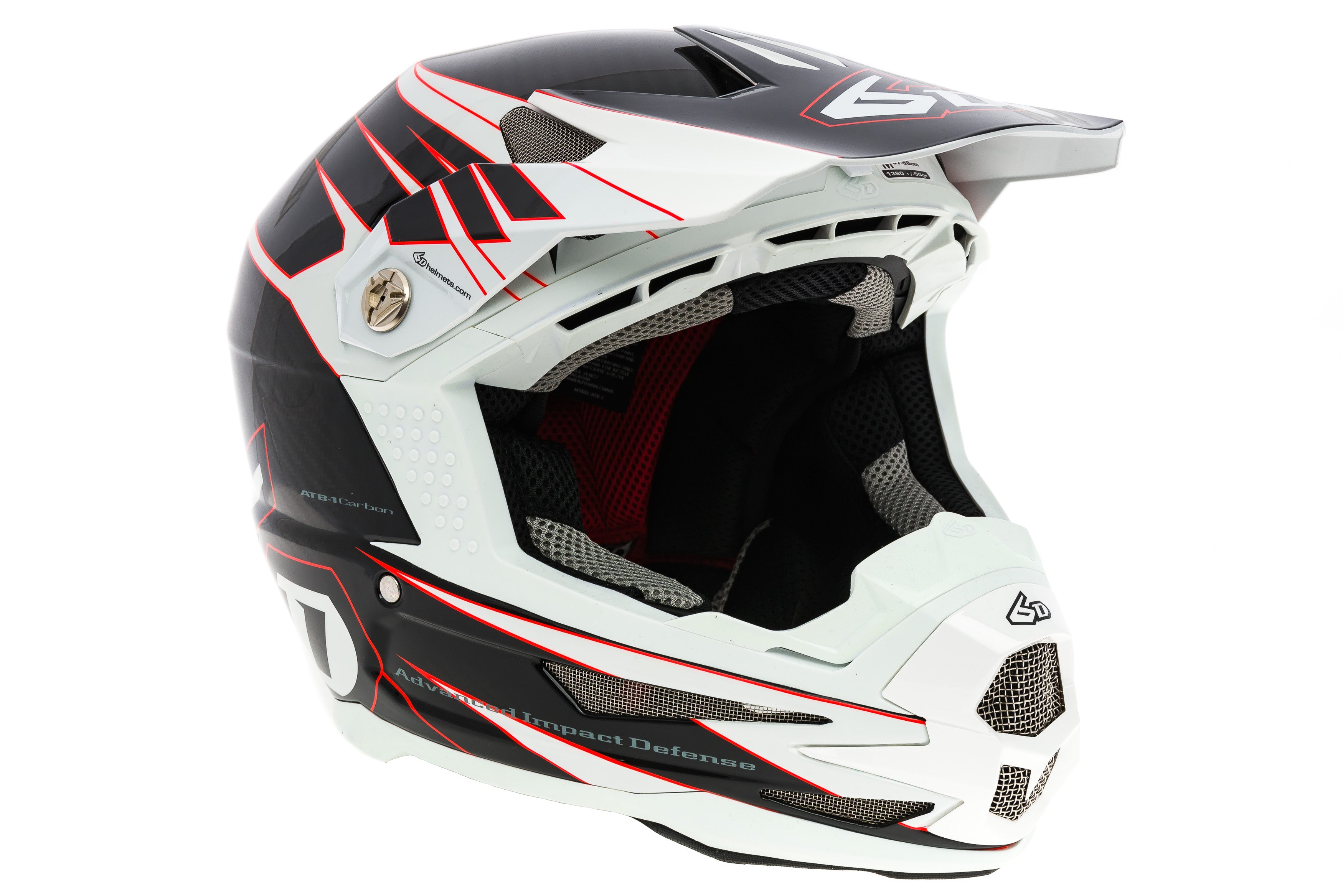 6D ATB 1 Carbon Attack Full Face Mountain Bike Helmet - Medium 57-58cm - Gloss White - Lightweight MTB/Downhill Cycling Protection for Extreme Sports & Trail Riding