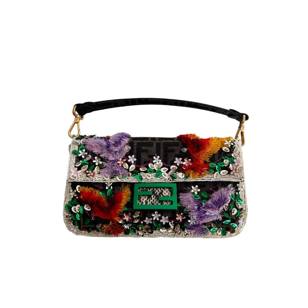 Fendi New Style Garden Embroidered Baguette Bag - Luxury Designer Handbag for Women | Perfect for Parties, Weddings & Everyday Use