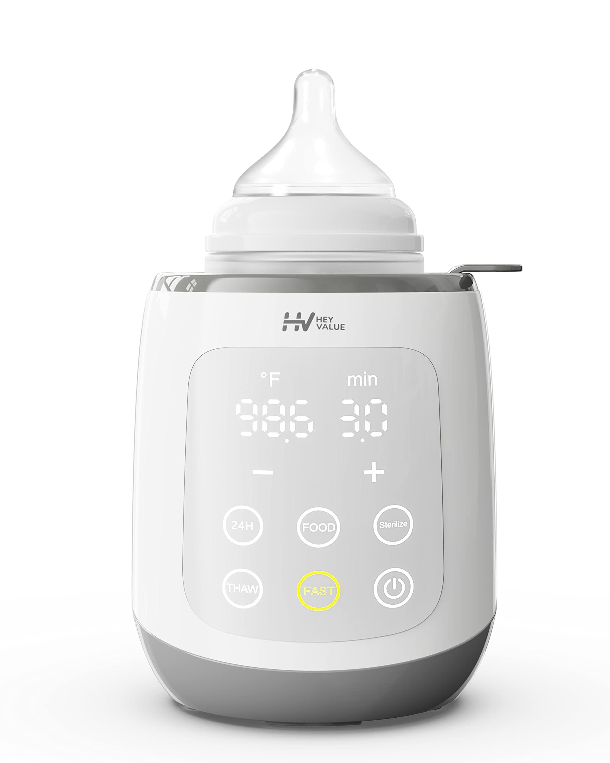 HEYVALUE 10-in-1 Bottle Warmer & Baby Food Heater - Fast BPA-Free Milk Warmer with LED Display & Precise Temperature Control for Breastmilk, Formula - Perfect for Night Feedings, Travel & Daycare Use