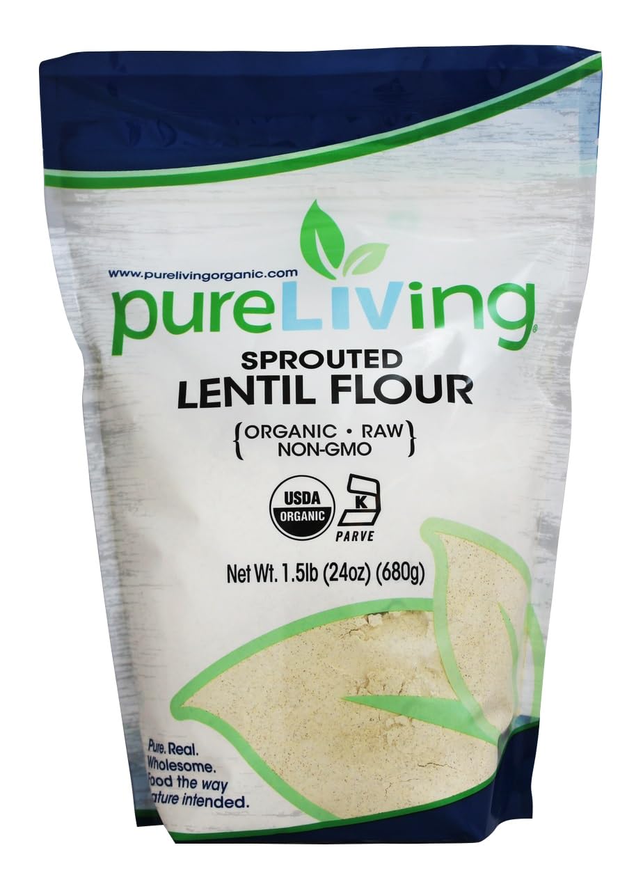 Organic Sprouted Green Lentil Flour, Gluten-Free, 24 oz (Pack of 6) - Perfect for Baking, Vegan Recipes & Healthy Cooking
