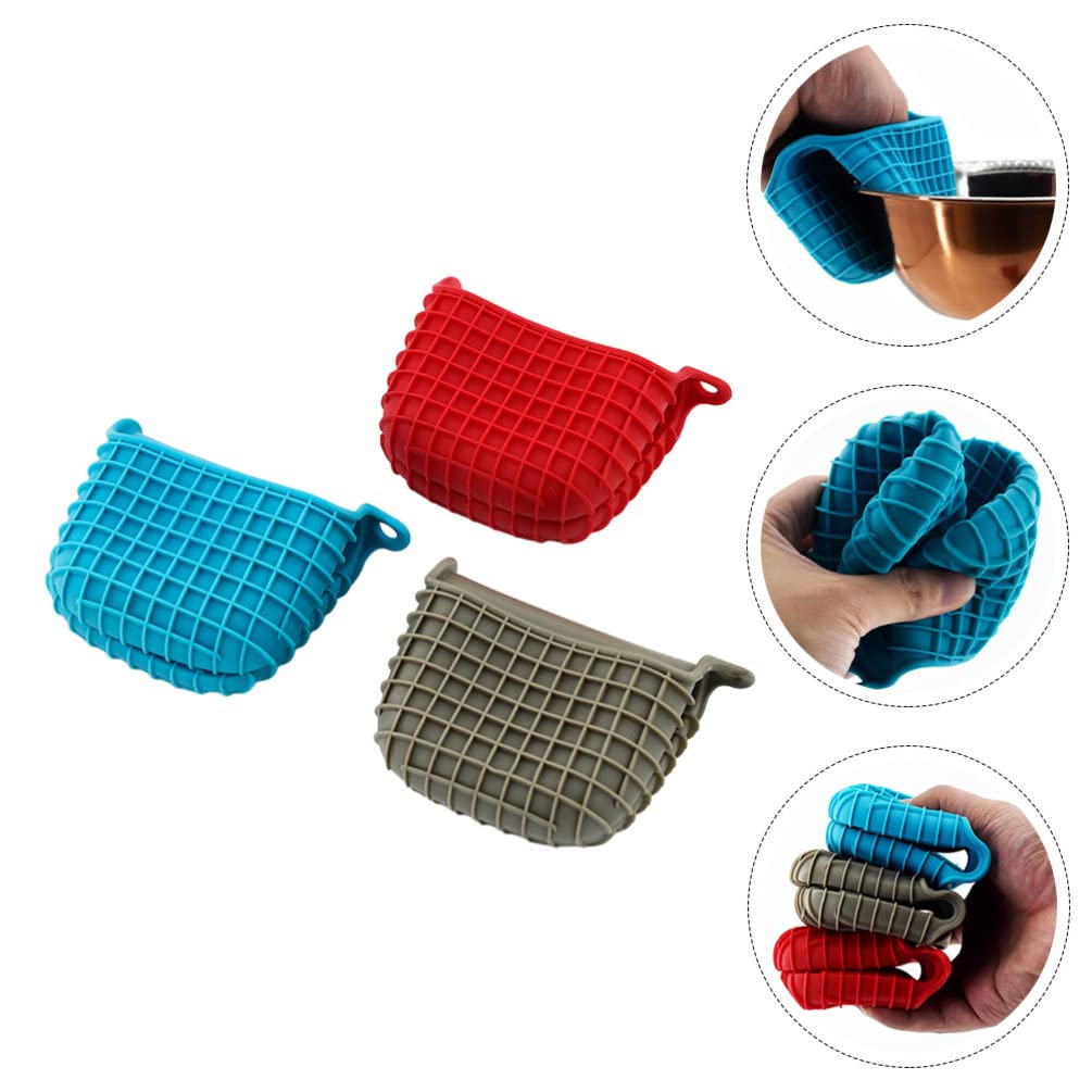3-Piece Silicone Heat-Resistant Pot Holders - Non-Slip Microwave Oven Mitts & Grips for Cooking, Baking, and Serving Hot Dishes - Perfect for Kitchen, BBQ, and Camping Use