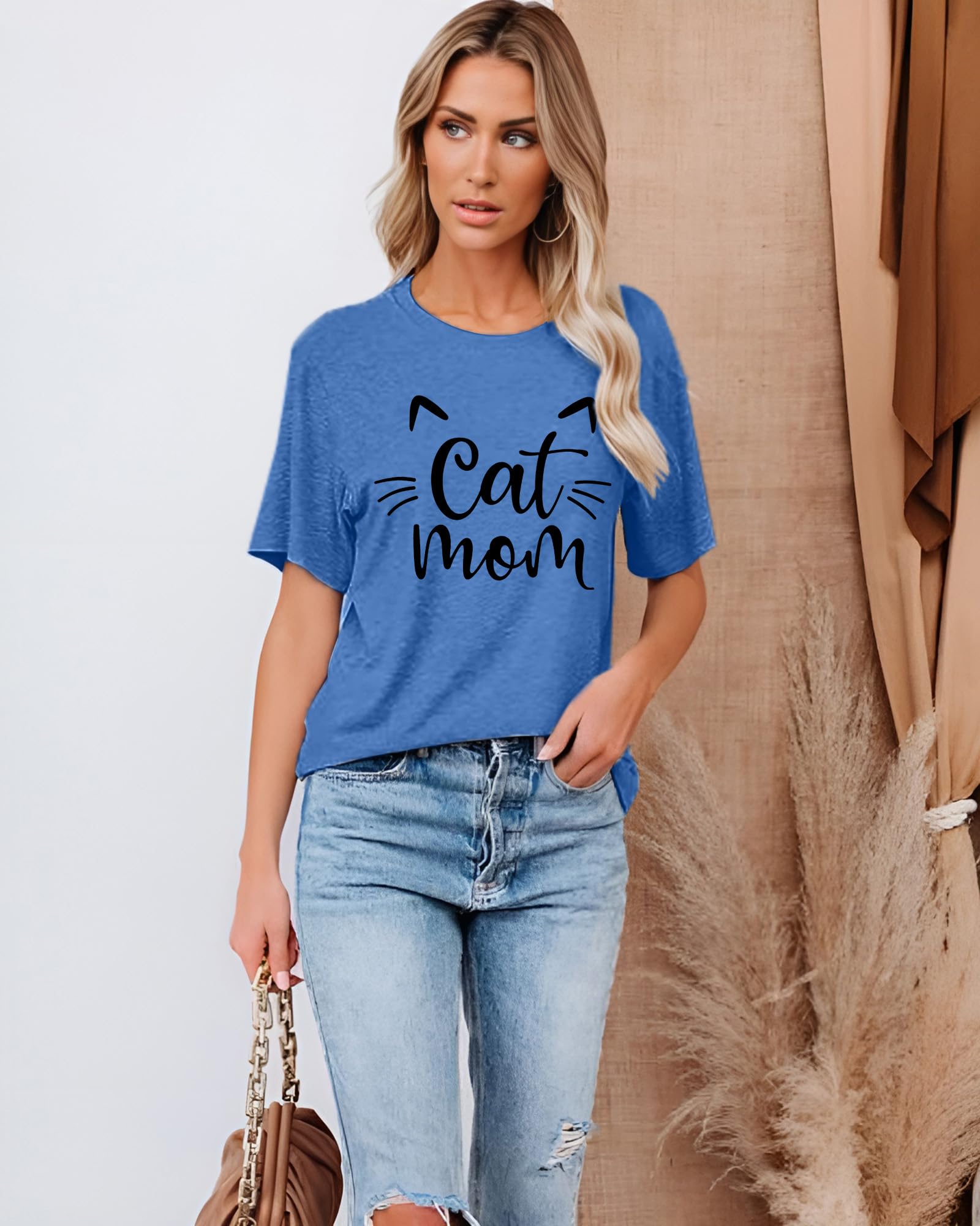 Funny Cat Mom T-Shirts for Women - Cute Cat Lover Graphic Tees - Perfect Gift for Pet Owners - Casual Wear for Cat Cafes, Vet Visits & Cat-Themed Parties