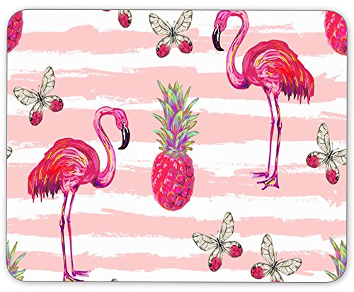 Watercolor Flamingos and Pineapple and Butterflies
