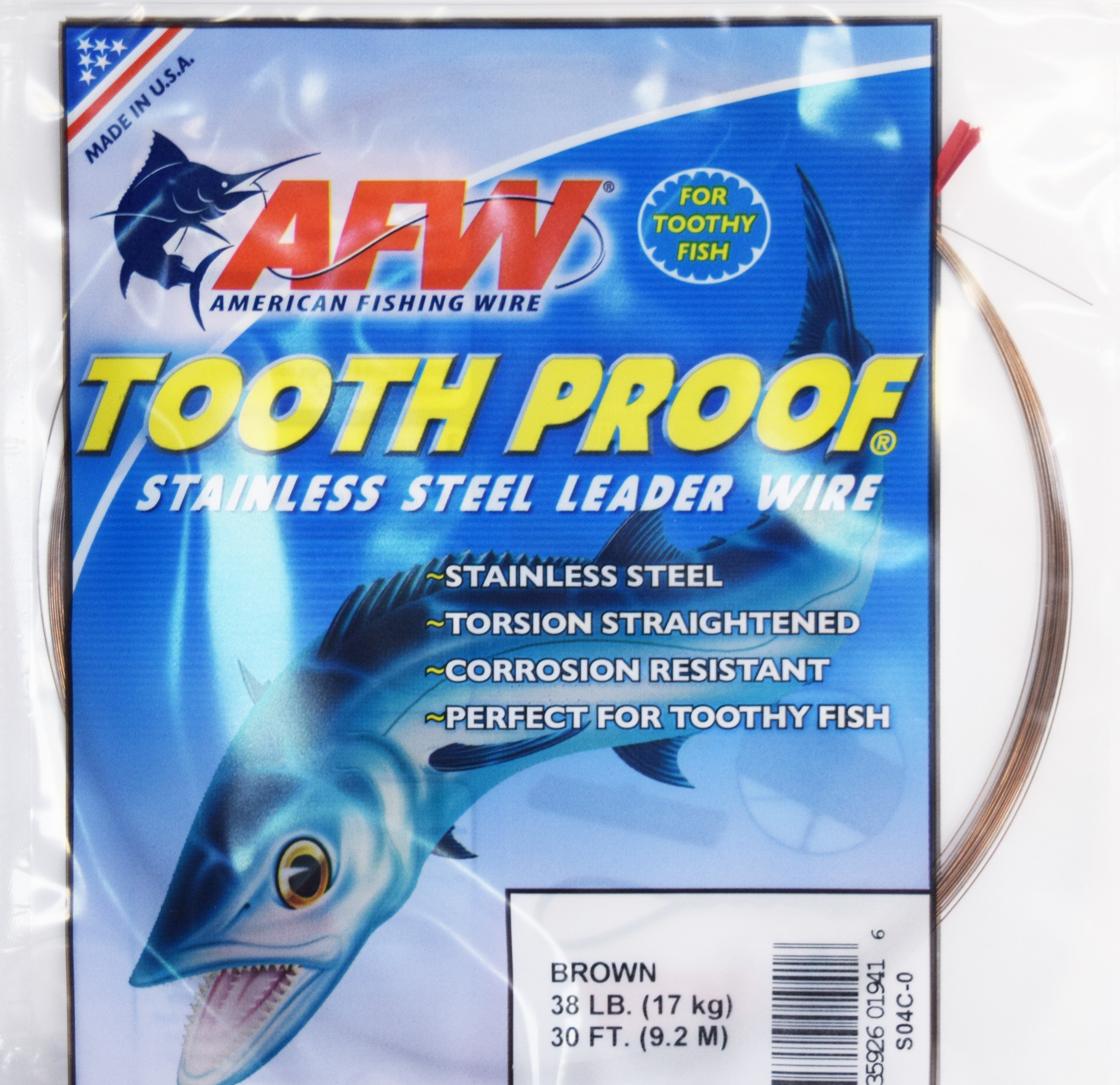 American Fishing Wire Tooth Proof - Durable and Strong Fishing Line for Saltwater & Freshwater - Perfect for Bass, Trout, and Catfish Fishing