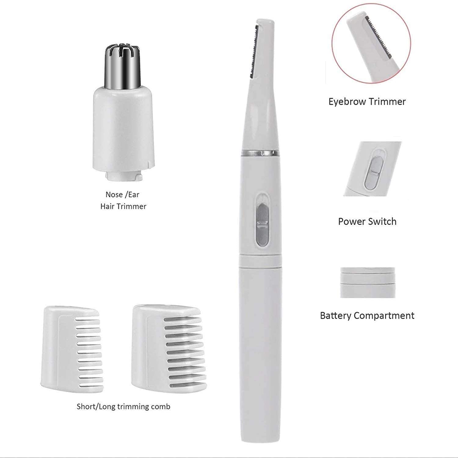 Electric Eyebrow Trimmer for Women - Painless Facial Hair Remover with Comb for Eyebrows, Chin, Neck & Upper Lip | No Pulling Sensation | Perfect for Peach Fuzz Removal & Precision Grooming at Home or Travel