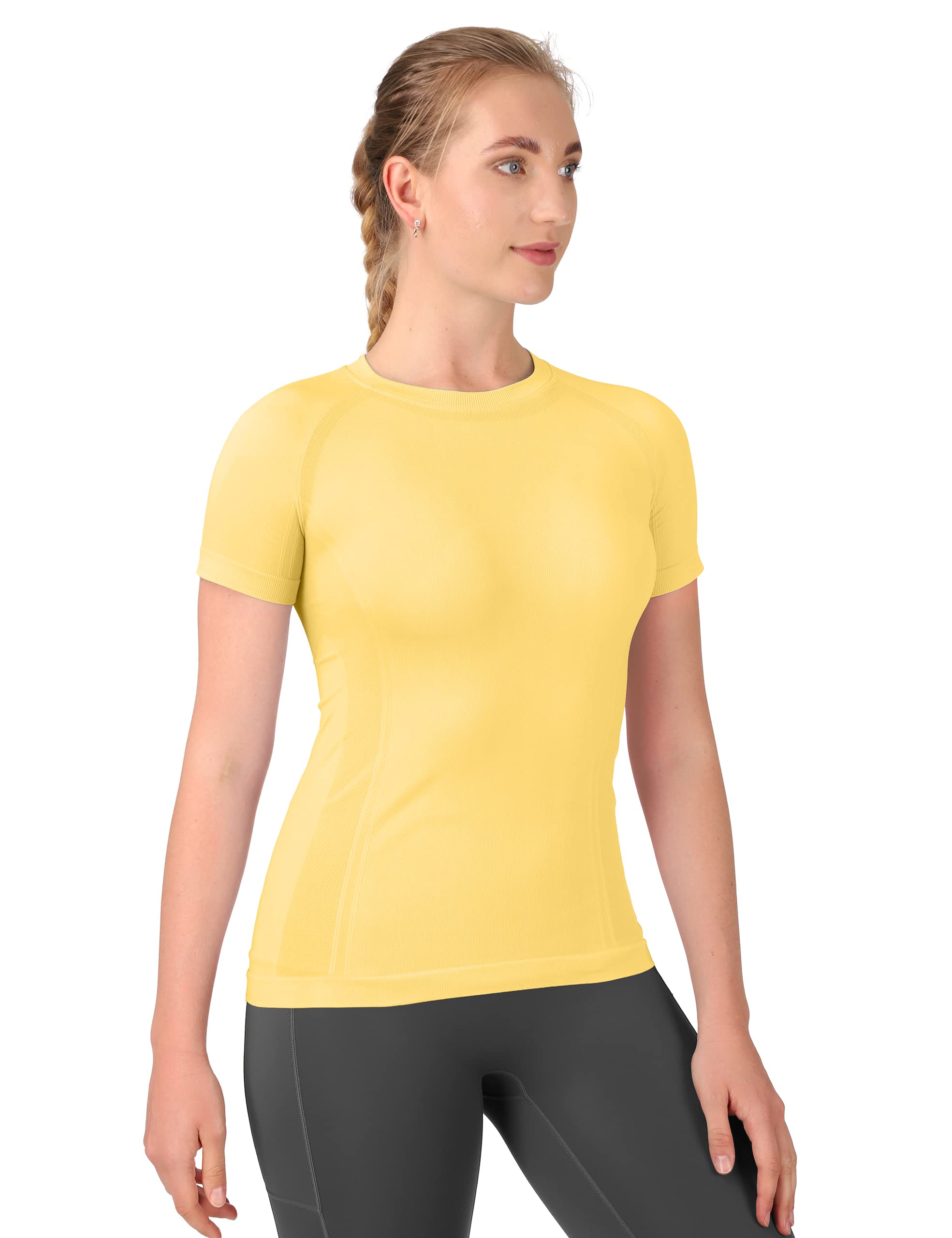 MathCat Women's Workout Shirts - Short Sleeve Quick Dry Athletic Tops & Seamless Yoga Shirts for Gym, Running & Fitness Training