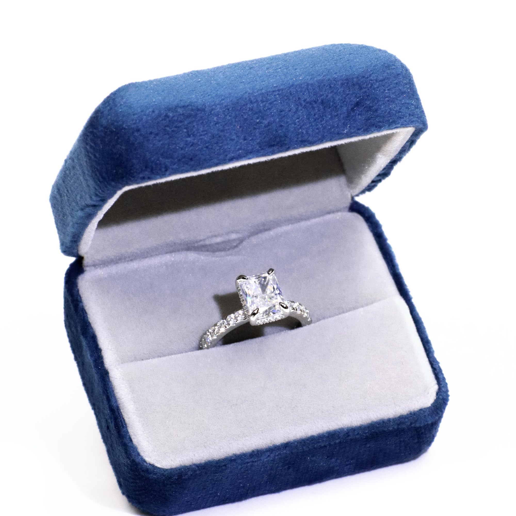 3.0ct Moissanite Engagement Ring for Women - Sterling Silver GHI VVS Square Radiant Cut Wedding Ring - Proposal, Anniversary, Valentine's Day Gift - Perfect for Bridal, Party & Special Occasions