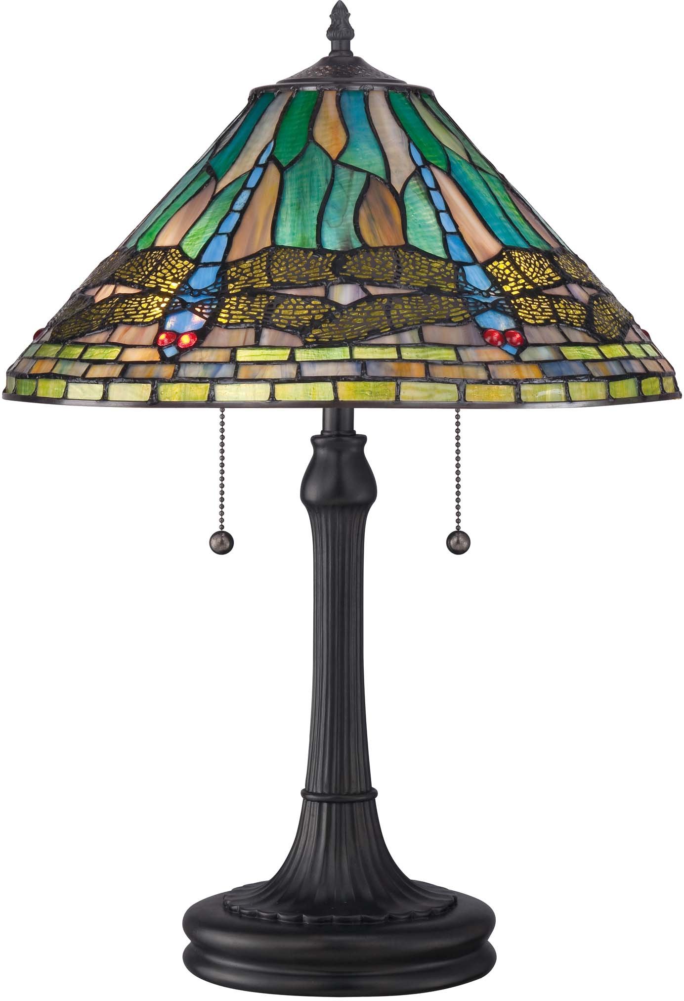 Quoizel TF1508TVB King Tiffany Table Lamp - 2-Light Vintage Bronze Finish, 150W, 24
