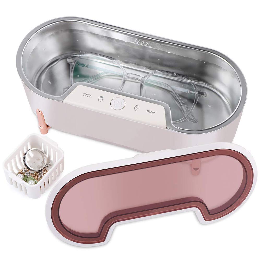 ZRZJBX 500ML Ultrasonic Jewelry Cleaner Machine with Basket - Portable for Rings, Watches, Eyeglasses, Glass - Pink | Home & Travel Jewelry Cleaning Solution for Sparkling Accessories