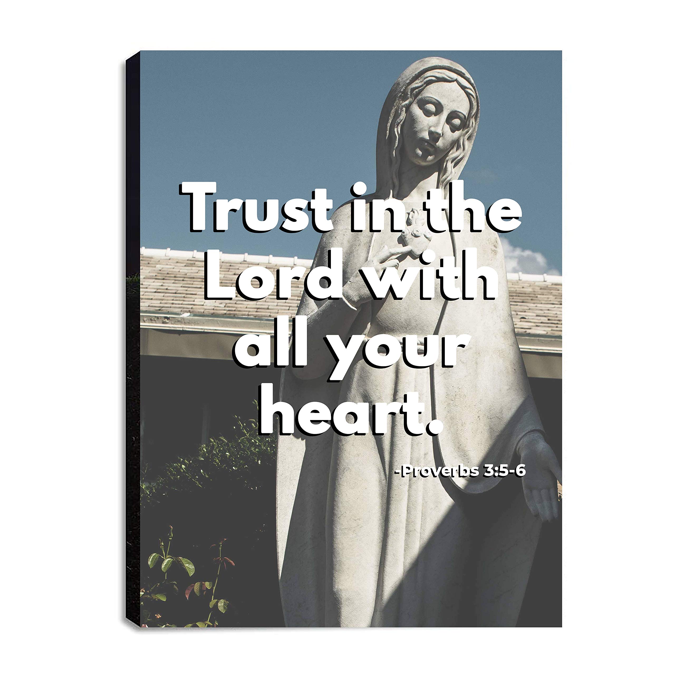 Proverbs 3:5-6 Christian Canvas Wall Art - 12x18in Inspirational Bible Verse Print with Prayers, Ready to Hang Home Decor for Living Room, Bedroom, Kitchen | Perfect for Daily Devotion & Spiritual Encouragement