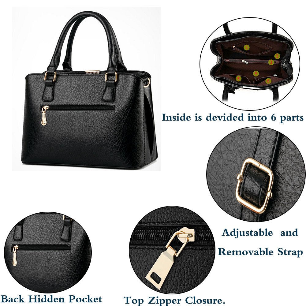 FiveLoveTwo Women's Leather Satchel Handbag - Stylish Tote Purse with Top Handle & Adjustable Shoulder Strap for Work, Travel & Everyday Use