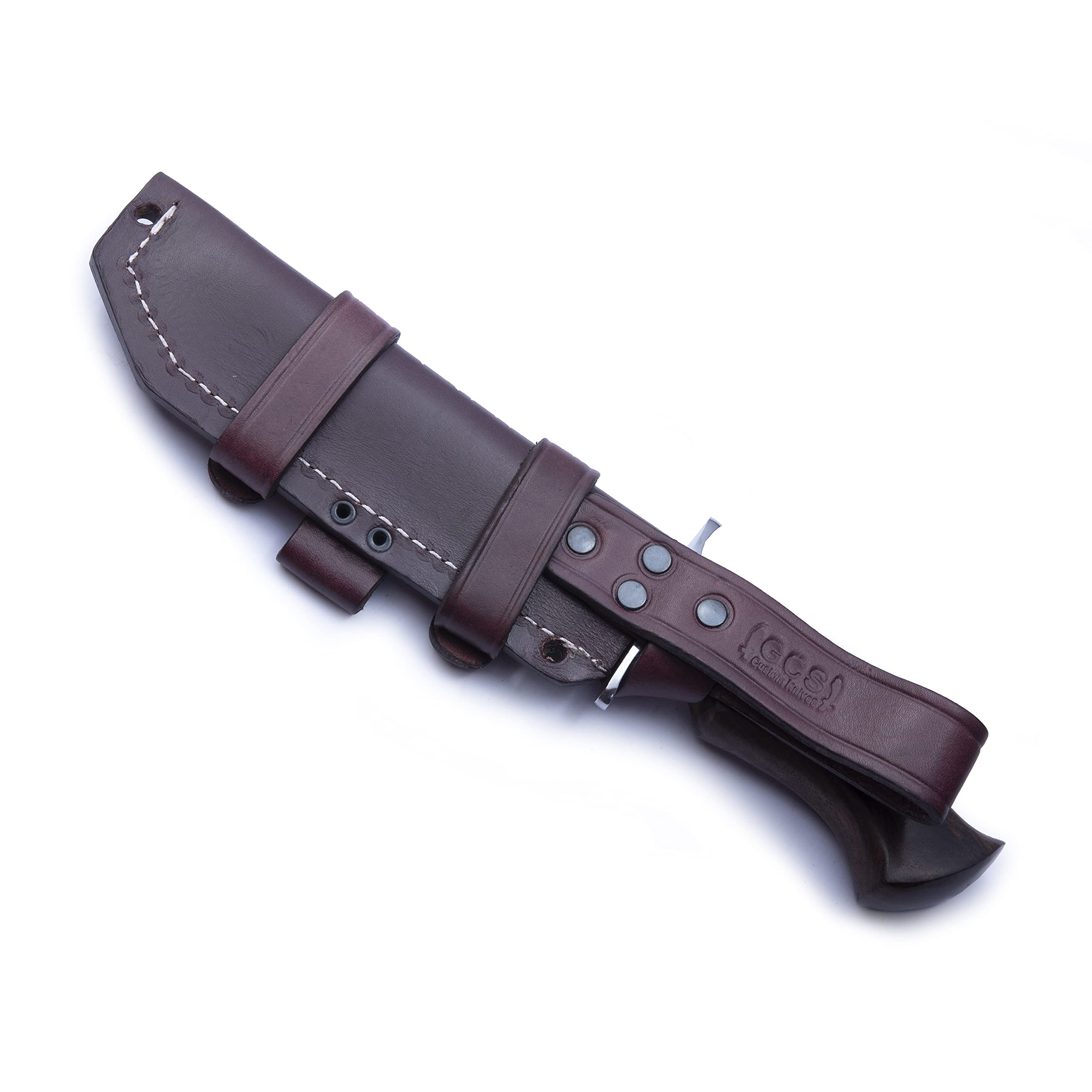 Premium GCS 280 D2 Steel Tactical Hunting Knife - Handmade Full Tang Bushcraft Knife with Wooden Handle & Leather Sheath - Perfect for Outdoor Survival, Camping, Hunting and Everyday Carry (EDC)