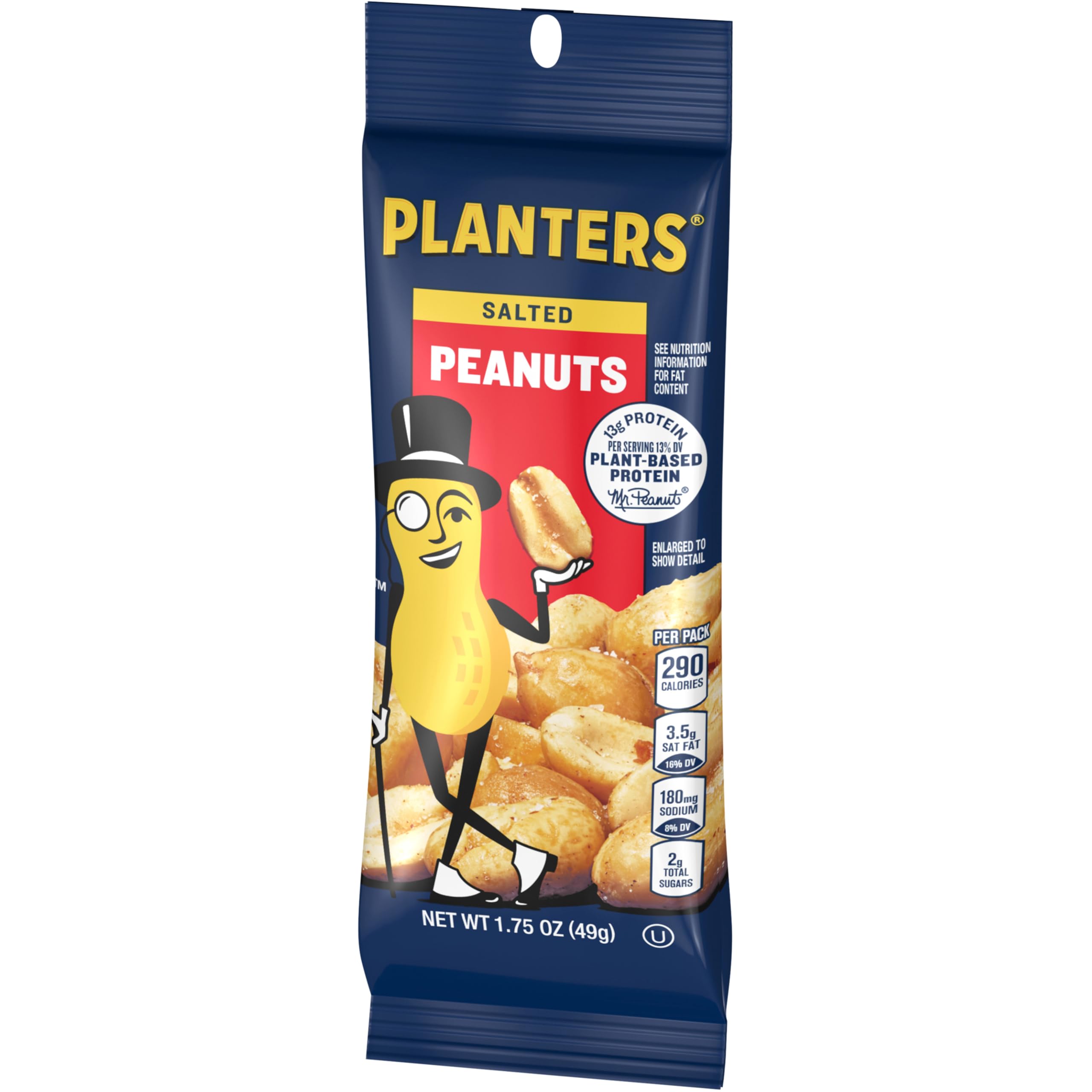 PLANTERS Salted Peanuts - 12 Pack of 1.75 oz Individual Bags | Kosher Certified, High Protein Plant-Based Snacks | Perfect for Parties, School Lunches, Office Snacks & On-the-Go Nutrition