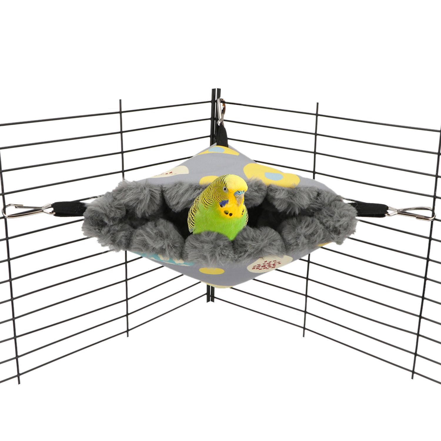 Warm Hanging Bird Nest House - Cozy Winter Hammock Bed for Parakeets, Budgies, Caique, Conures & Cockatiels (Small, Grey) - Perfect for Cage Snuggling & Resting