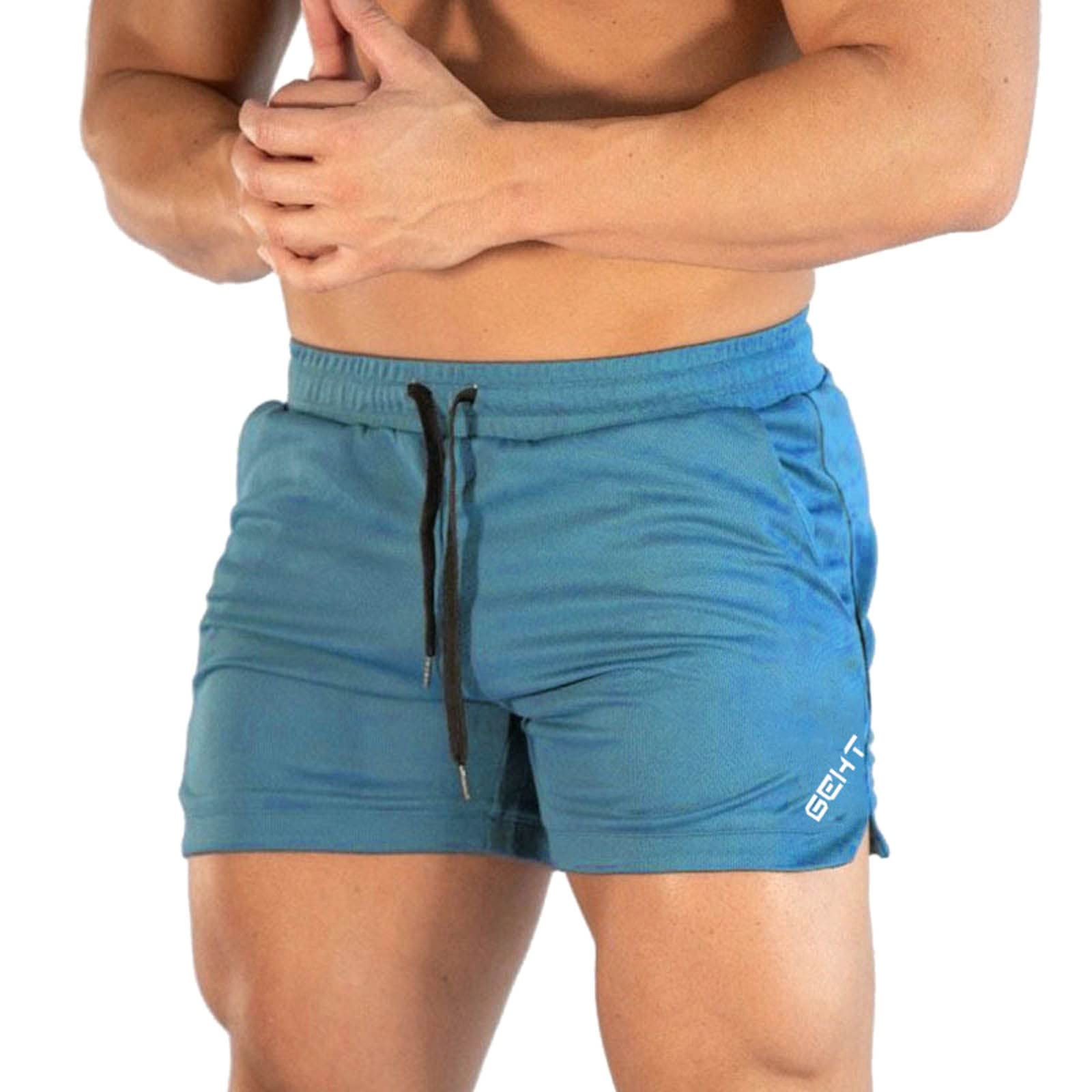 Men's Workout Shorts - Solid Color Athletic Running Shorts with Drawstring & Pockets | Mid Waist Gym Training, Jogging & Casual Wear