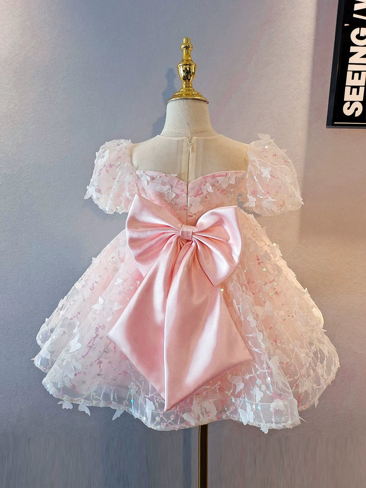 Pink Tulle Flower Girl Dress for Princess Sweetheart Tea Length - Perfect for Weddings, Birthday Parties, and Special Occasions