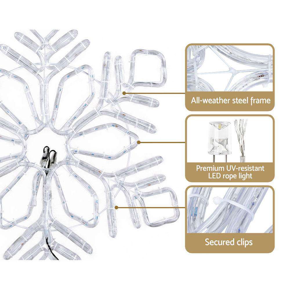 304 LED Snowflake Christmas Lights - 0.82M/2.7ft Waterproof Outdoor String Lights for Holiday Decorations, Perfect for Xmas Tree, Window, Fireplace & Garden Decor