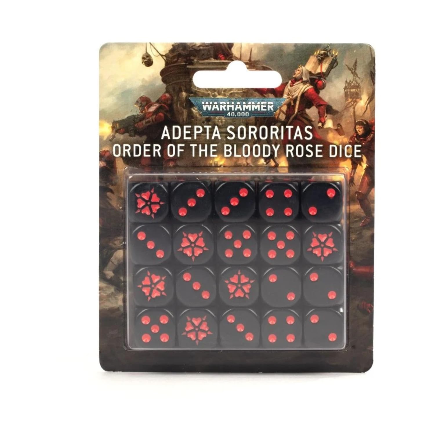 Adepta Sororitas Order of The Bloody Rose Dice Set - 6 Sided Polyhedral Dice for Warhammer 40K Tabletop Gaming, RPG & Collectors - Perfect for Battle Sisters Fans & Warhammer Enthusiasts