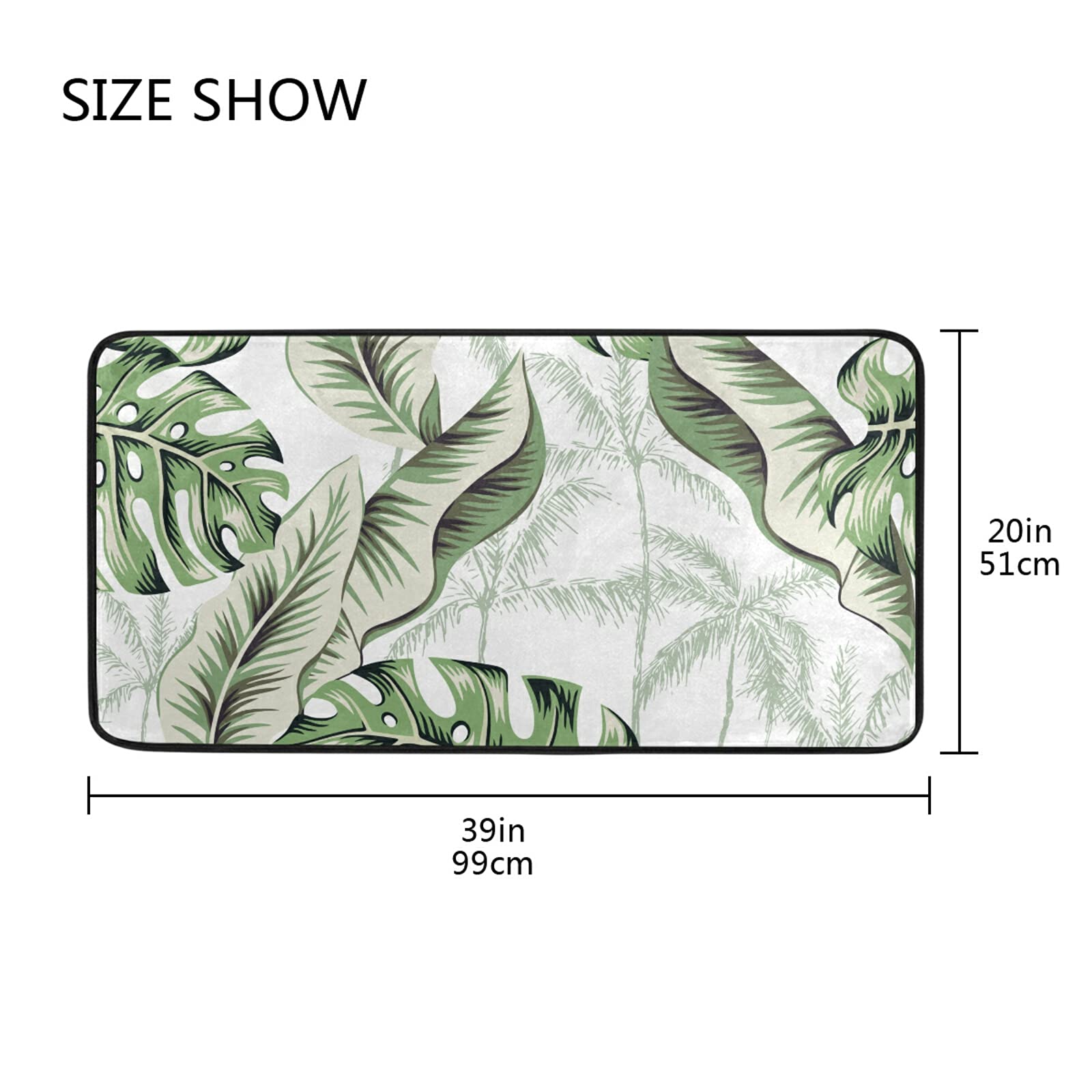 Susiyo Anti-Fatigue Kitchen Mat - Non-Slip Monstera Leaf Design, Oil & Stain Resistant, Easy Clean Floor Rug for Indoor/Outdoor Use - Perfect for Kitchen, Bathroom, Entryway & High-Traffic Areas