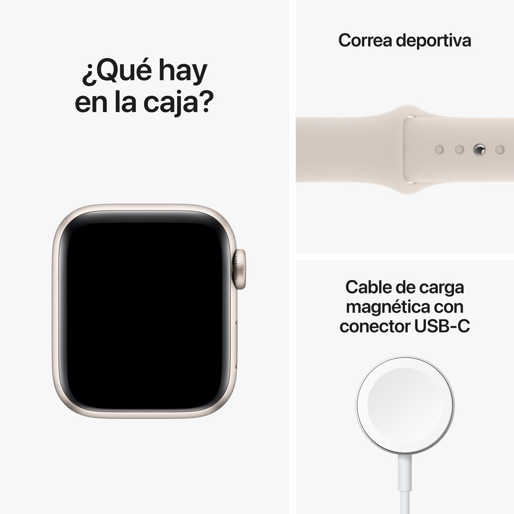 Apple Watch SE (GPS) 40mm Aluminum Case in Starlight with White Sport Band - Perfect for Fitness Tracking & Everyday Wear
