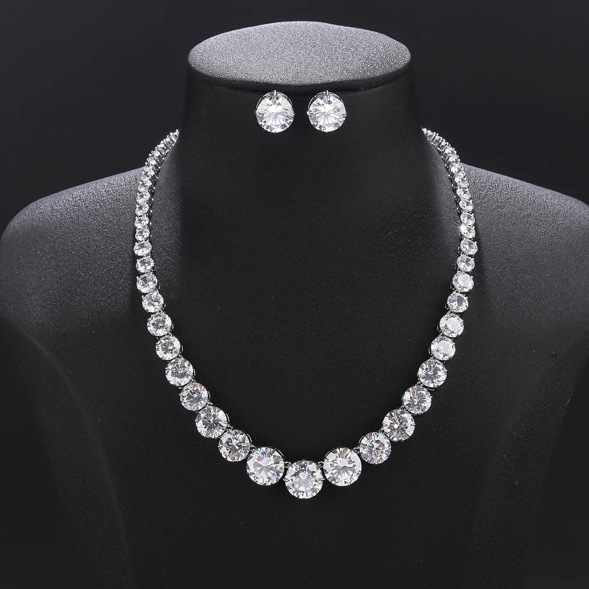 Elegant Cubic Zirconia Bridal Jewelry Set - Wedding Necklace & Earrings for Bride, Bridesmaids, and Formal Occasions | CN10895