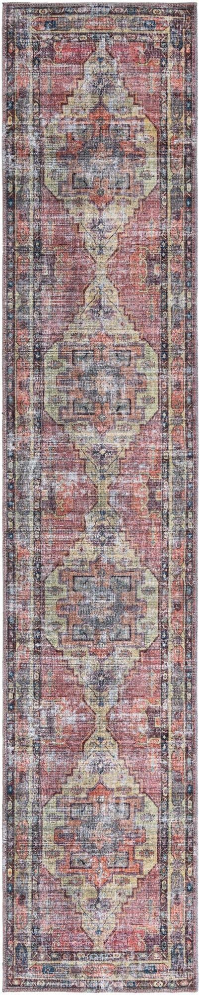 Maahru Collection Washable Runner Rug - 13 Ft Low-Pile Pink Carpet for Hallways & Entryways | Durable & Easy-Clean Home Decor for Living Room, Bedroom, Kitchen