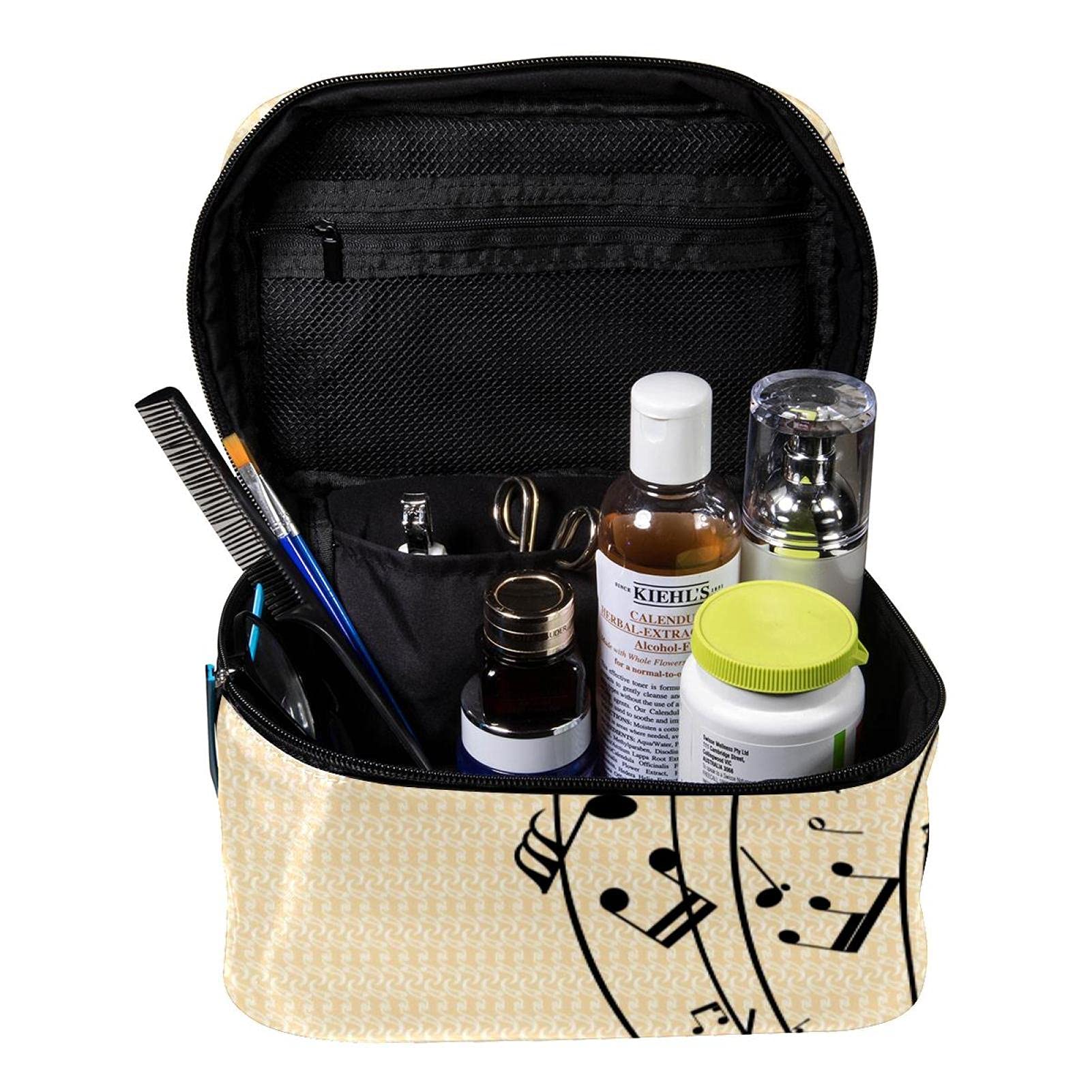 Vintage Music Notes Cosmetic Bag - Large Travel Makeup Case for Women & Girls - Perfect for Toiletries & Organizers