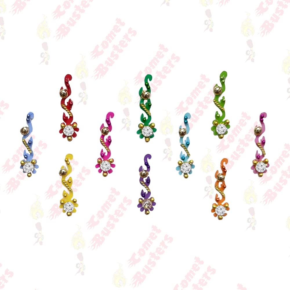 Handcrafted Multicolor Bridal Bindi for Women - 14mm Traditional Indian Forehead Jewelry (BIN009) | Perfect for Weddings, Festivals & Special Occasions