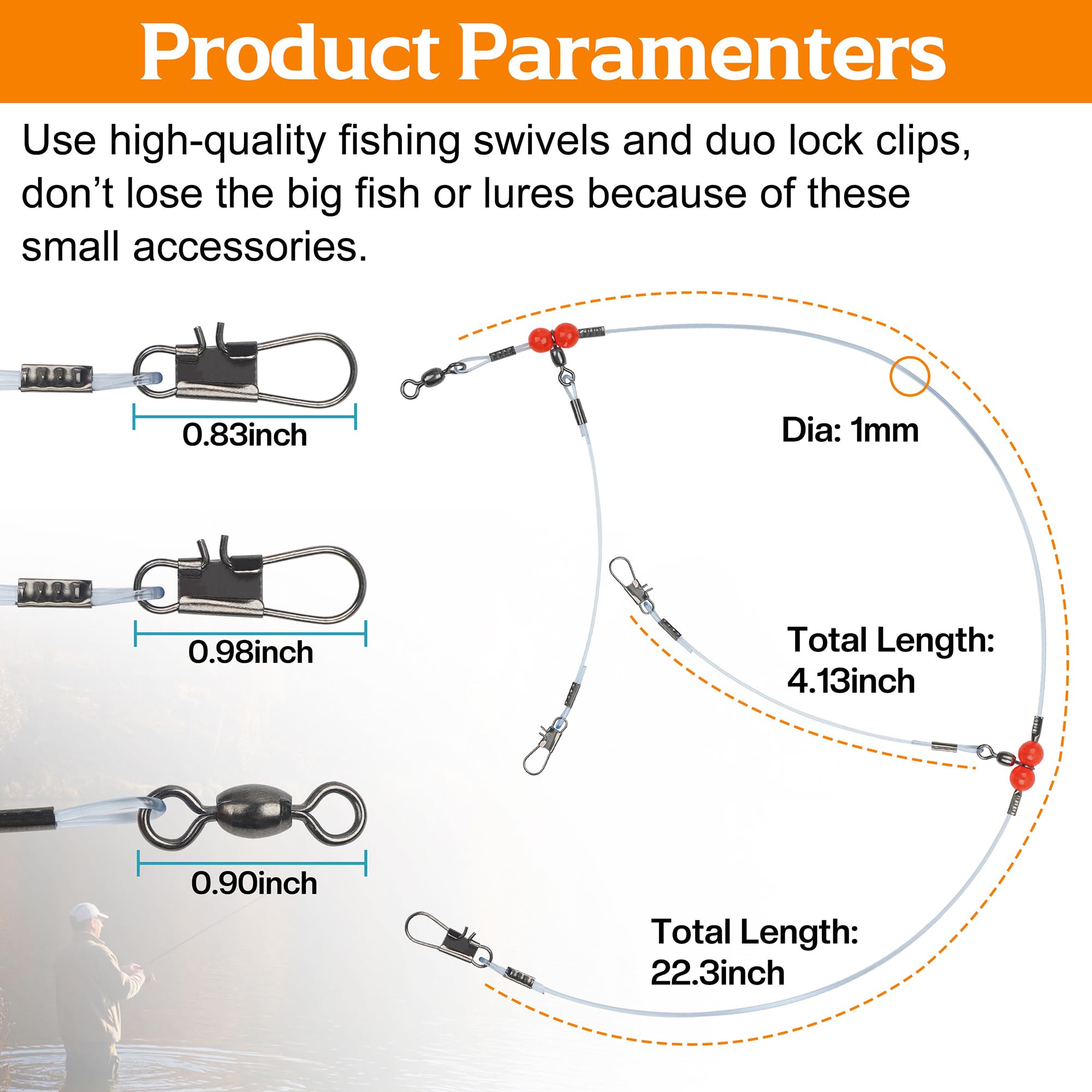 12pcs/24pcs Saltwater Fishing Leader Rigs with Swivel Snaps & Red Beads - Premium Steel Wire Bottom Rigs for Bait Lures & Hooks - Ideal for Ocean, Pier and Deep Sea Fishing Adventures